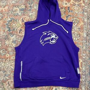 Nike Dri- Git Purple Graphic Sleeveless Hoodie With WCU Cat Head Logo